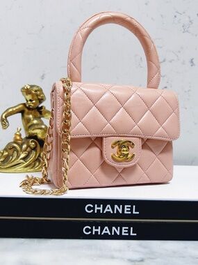 Authentic Chanel ULTRA RARE 90’s Top Handle Mini Kelly “Child” Handbag